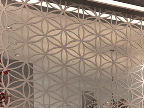219 | Private Residence material palette — Backlit lattice screen