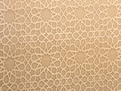 234 | Private Majlis material palette — Gold arabesque wallcovering