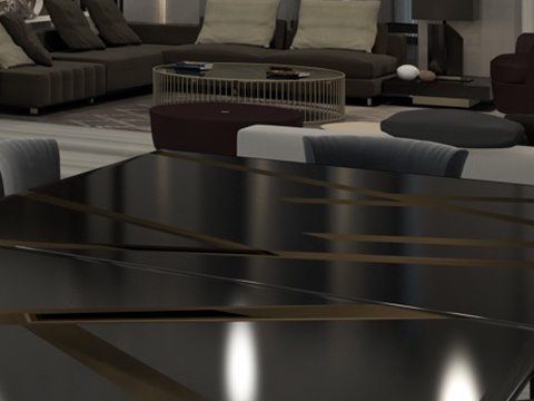 237 | Private Residence material palette — Black lacquer & brass