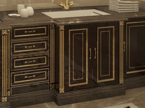 241 | Private Villa Sharjah material palette — Black lacquer & gilt