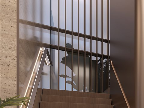 268 | The Earthstone material palette — Bronze screen & stair