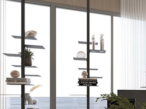 274 | AS Private Office material palette — Black steel shelving