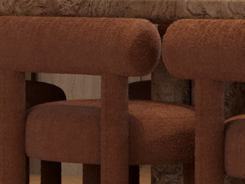 Arabian Ranches Residence material palette — Burgundy bouclé