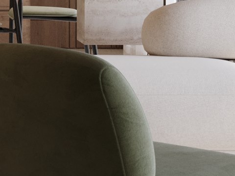 City Walk Apartment material palette — Sage velvet
