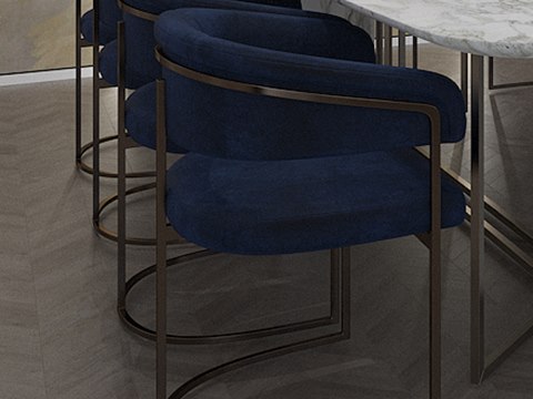 Contemporary Villa material palette — Navy velvet