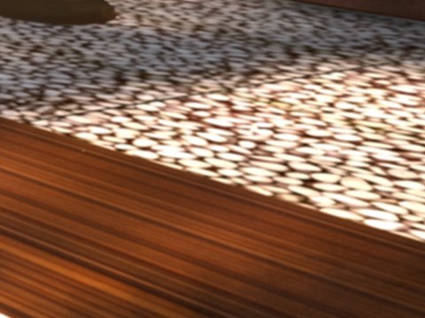 C17 | Gaming Centre material palette — Pebbles & timber deck