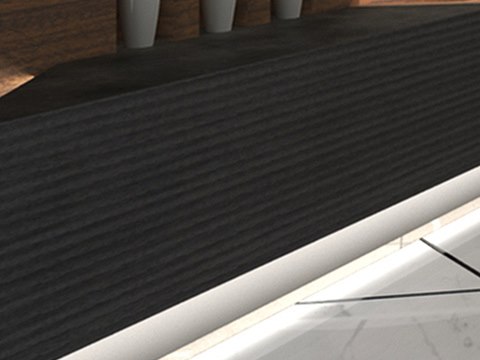 Hotel Lobby material palette — Ribbed black