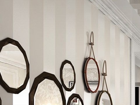 225 | Private Residence material palette — Ring mirrors on silver stripe