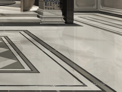 242 | AF Private Residence material palette — Marble with dark inlay