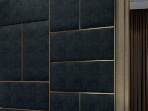 244 | SAK Residence material palette — Navy upholstered panels