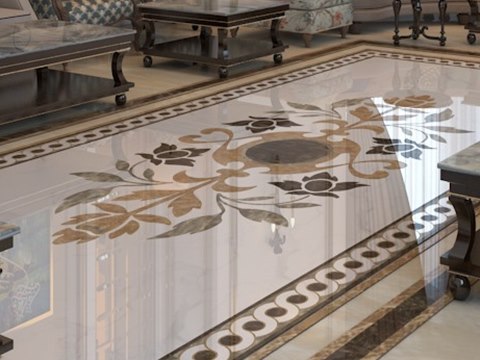 244 | SAK Residence material palette — Inlaid marble medallion