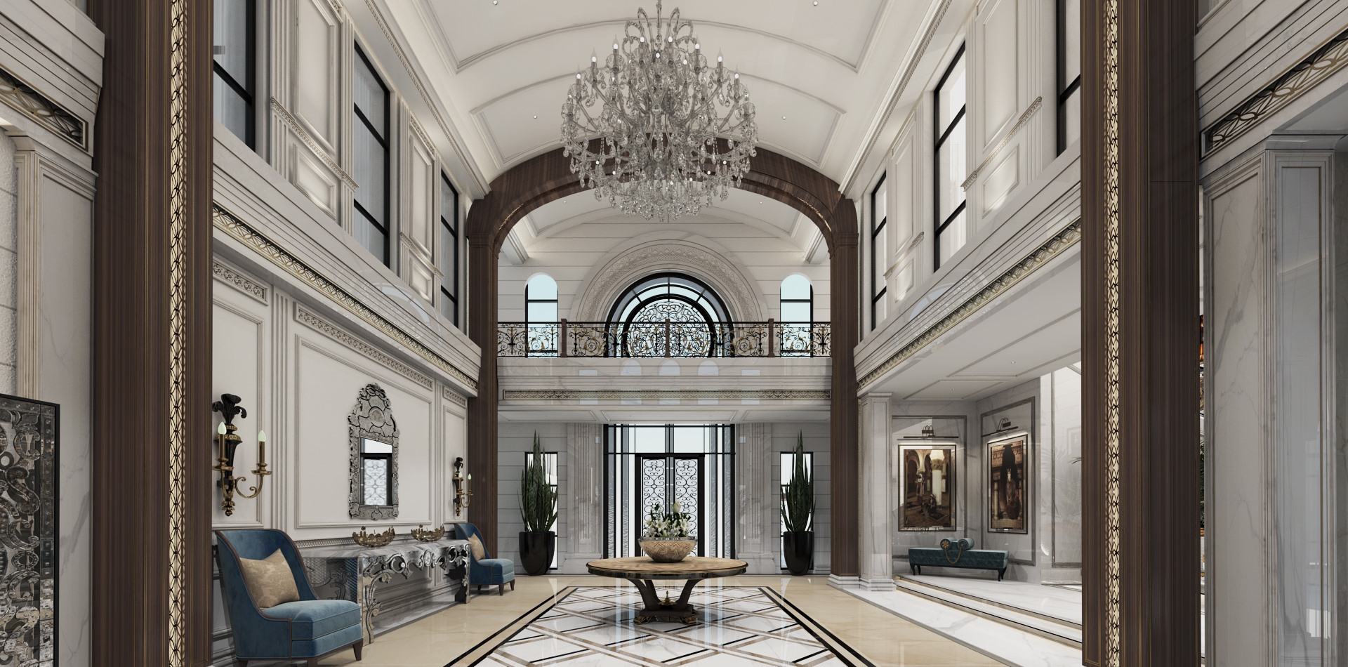Royal Family Private Villa — entrance hall. Luxury villa interior design by IAIA.