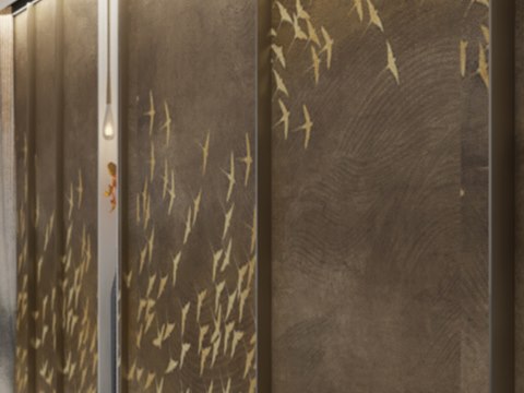 P248 | Intercontinental Hotel material palette — Gilded bird panels