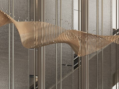 P248 | Intercontinental Hotel material palette — Bronze ribbon sculpture