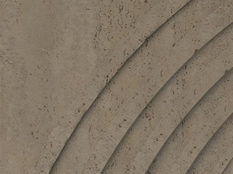 254 | La Donna Restaurant material palette — Ribbed travertine