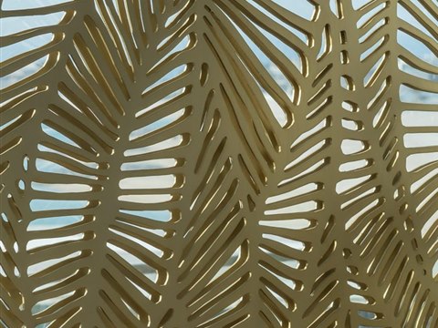 P257 | The Shadow Box material palette — Brass leaf screen
