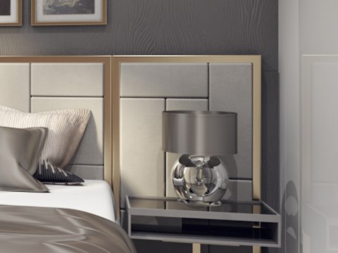 Private Apartment, Egypt material palette — Brass-trimmed panels