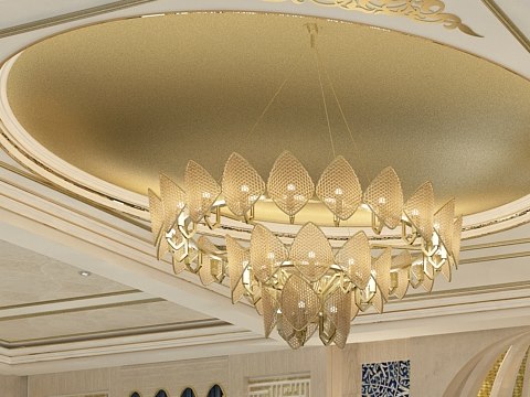 231 | Private Mosque material palette — Gilt dome & crystal