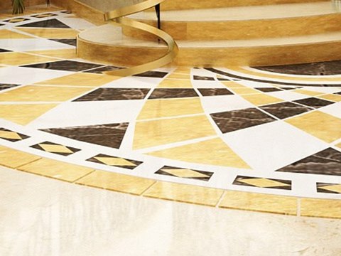 196 | Private Palace & Guest Wing material palette — Inlaid marble medallion