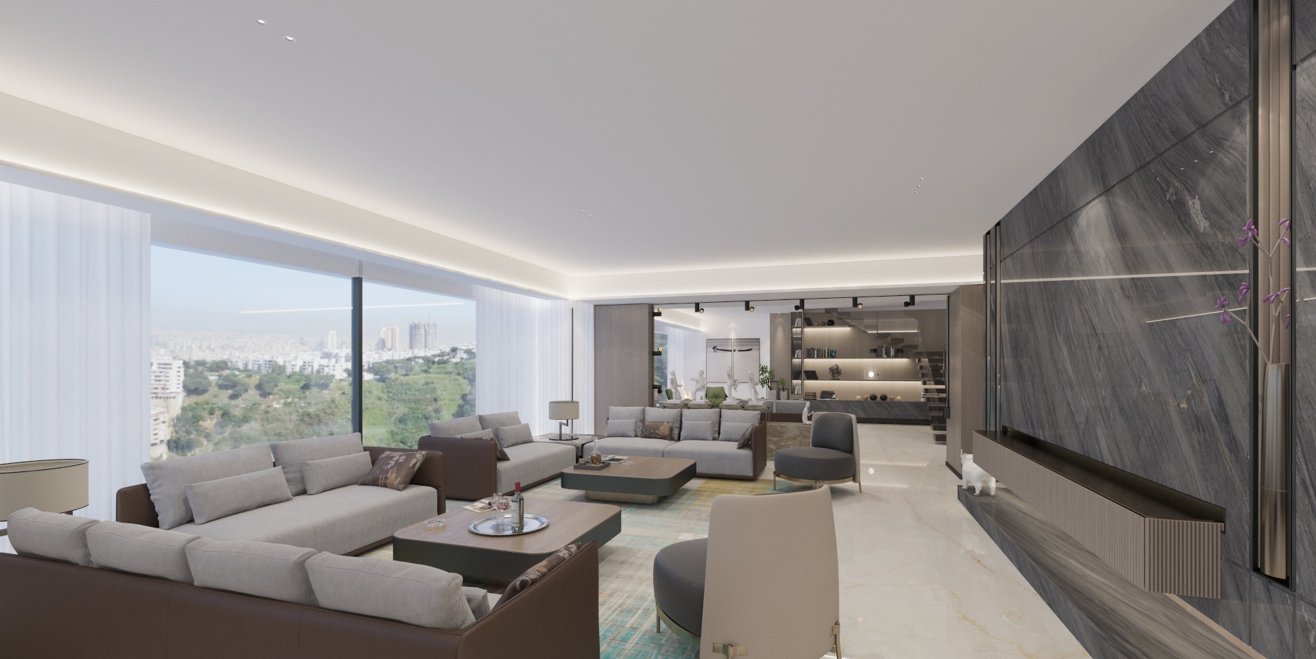 Contemporary Residence — living room. Luxury villa interior design by IAIA.