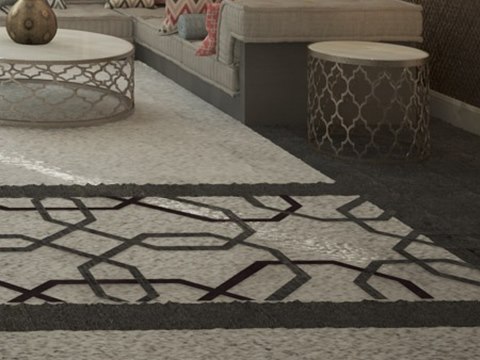 234 | Private Residence material palette — Geometric stone inlay