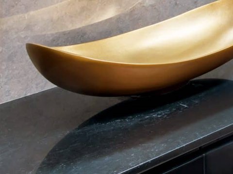Private Residence, Al Awir material palette — Brass vessel basin