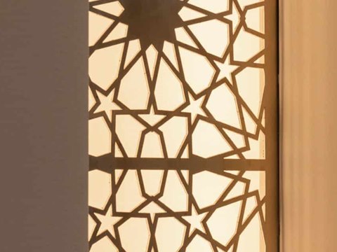 Private Residence, Al Awir material palette — Backlit star screen