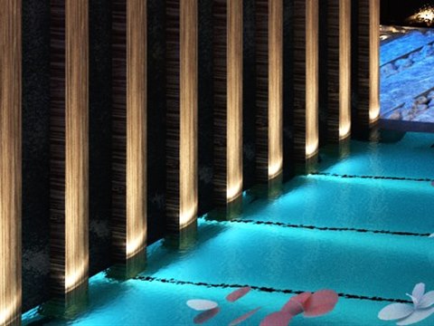 207 | Private Spa material palette — Lit pool edge