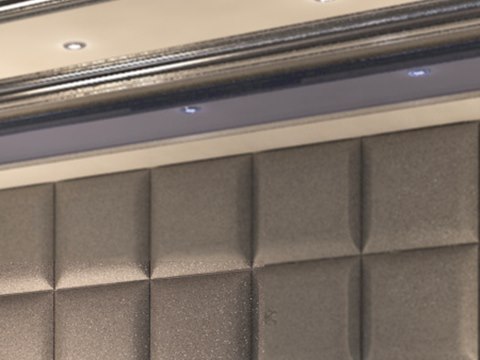 206 | Private Villa material palette — Upholstered wall panels