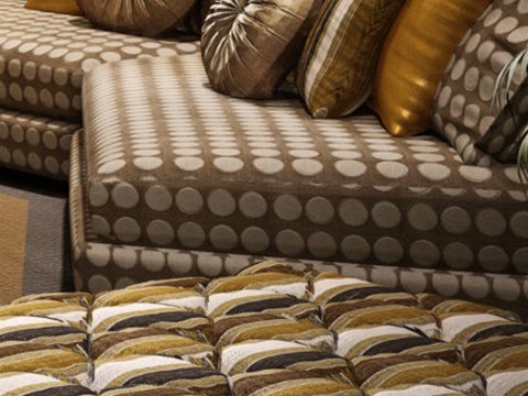 150-3 | Royal Family Private Majlis material palette — Polka-dot & striped upholstery