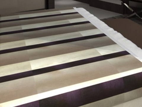 221 | Time Royal Hotel material palette — Striped bed throw