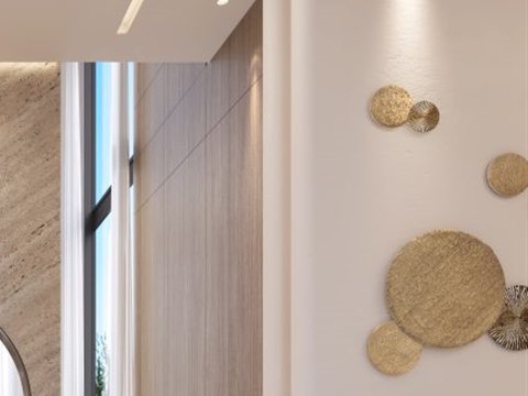 U32 | The Wisdom House material palette — Gold discs